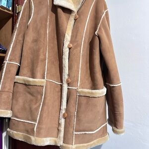 tan suede oversized coat